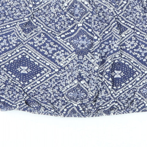 Divided by H&M Womens Blue Geometric Viscose Basic Blouse Size XS Off the Shoulder