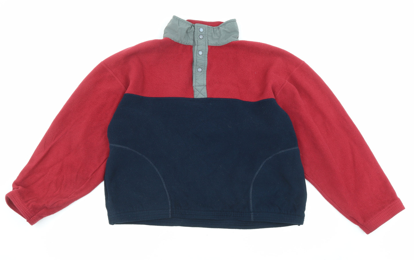 Marks and Spencer Womens Blue Colourblock Polyester Pullover Sweatshirt Size XL Snap - High Neck Pockets