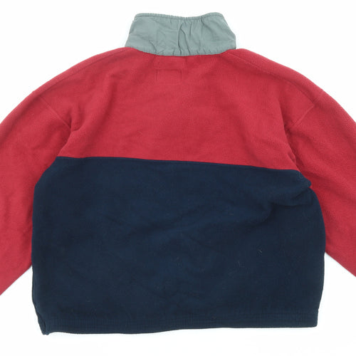 Marks and Spencer Womens Blue Colourblock Polyester Pullover Sweatshirt Size XL Snap - High Neck Pockets