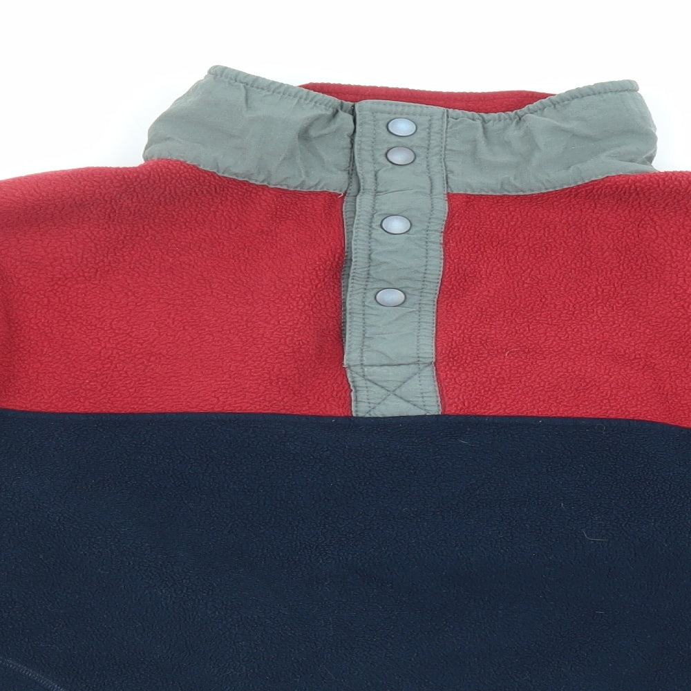 Marks and Spencer Womens Blue Colourblock Polyester Pullover Sweatshirt Size XL Snap - High Neck Pockets