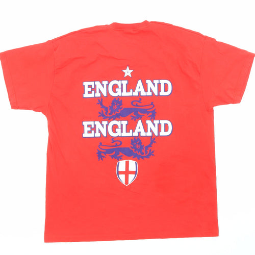 England Mens Red Cotton T-Shirt Size L Crew Neck - England Football