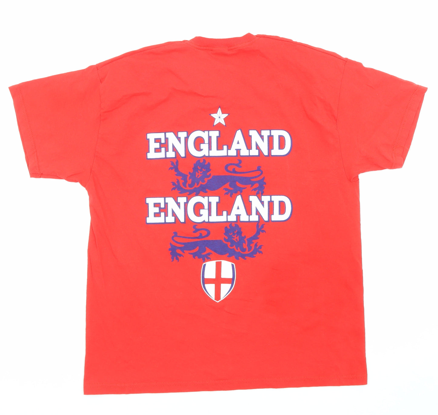 England Mens Red Cotton T-Shirt Size L Crew Neck - England Football