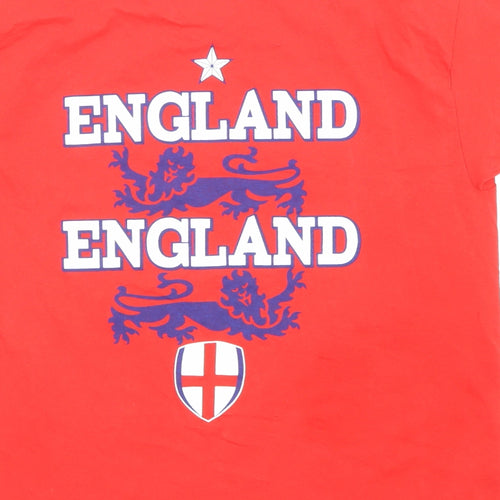 England Mens Red Cotton T-Shirt Size L Crew Neck - England Football