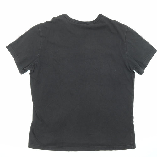 Champion Mens Black Cotton T-Shirt Size L Round Neck