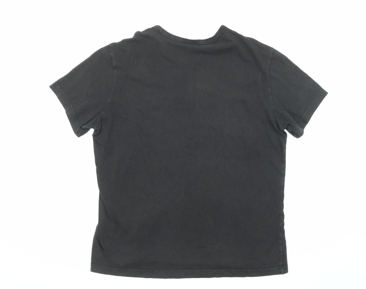 Champion Mens Black Cotton T-Shirt Size L Round Neck
