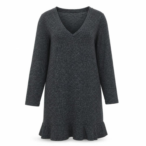 Soaked Womens Black Viscose Jumper Dress Size L V-Neck Pullover