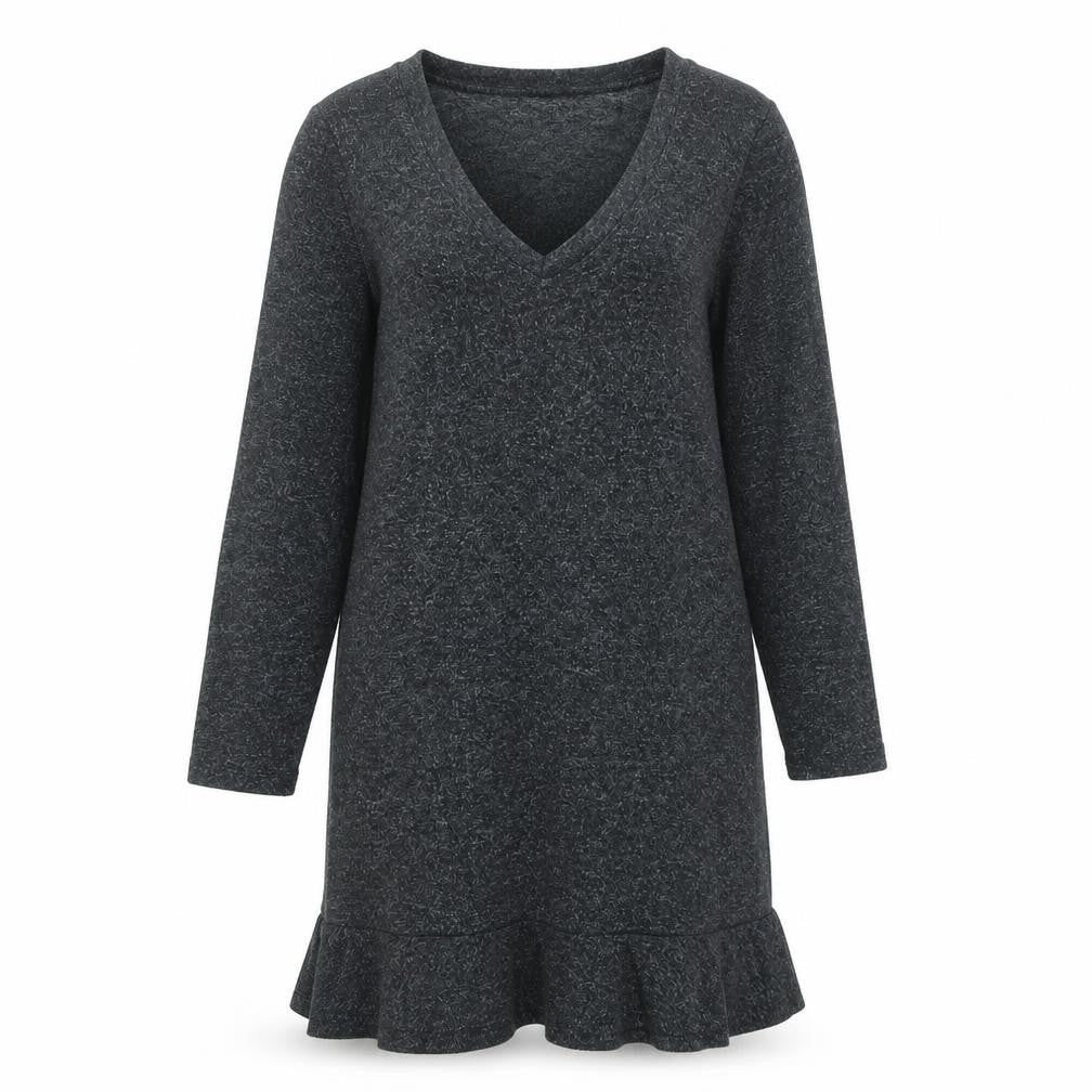 Soaked Womens Black Viscose Jumper Dress Size L V-Neck Pullover