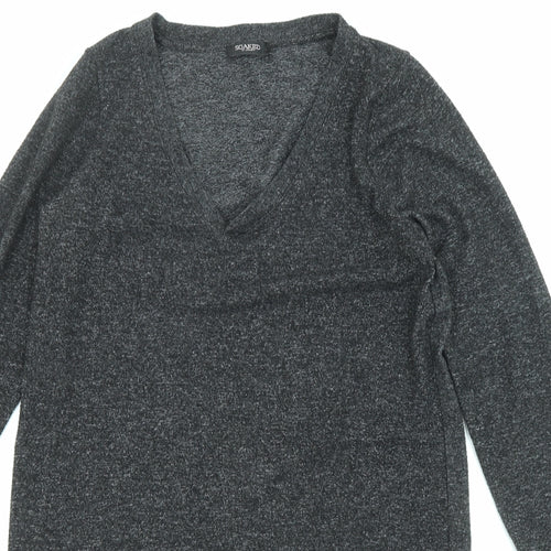 Soaked Womens Black Viscose Jumper Dress Size L V-Neck Pullover