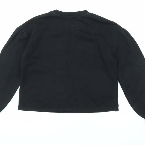 River Island Girls Black Cotton Pullover Sweatshirt Size 11-12 Years Pullover - Weekend