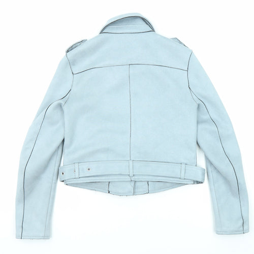 Zara Womens Blue Biker Jacket Size XS Zip