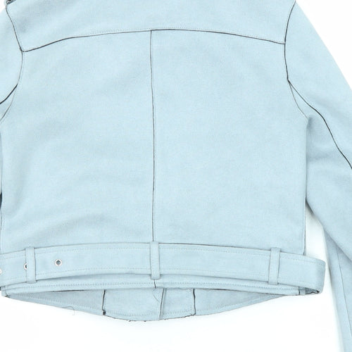 Zara Womens Blue Biker Jacket Size XS Zip