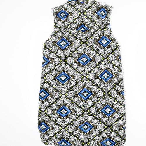 Daisy Street Womens Multicoloured Geometric Viscose Shift Size 8 Collared Button