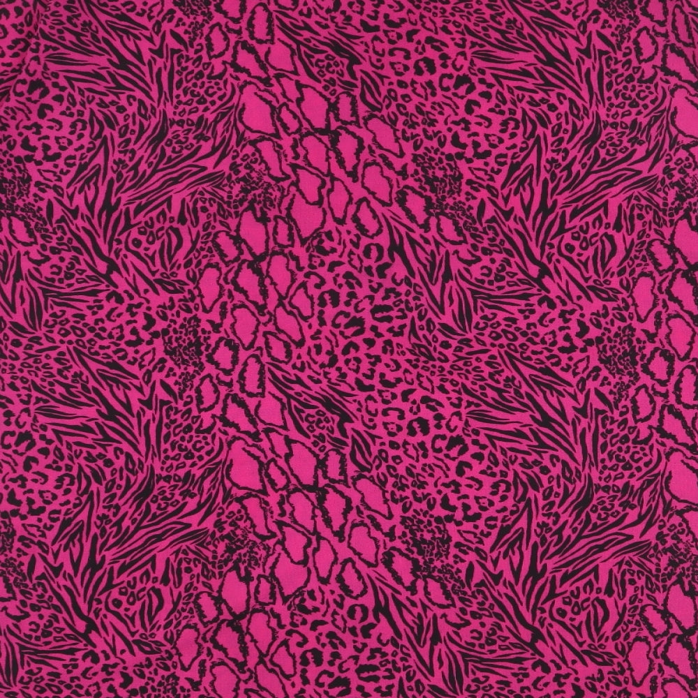 Divided by H&M Womens Pink Animal Print Polyester Shirt Dress Size 14 Collared Button - Leopard pattern