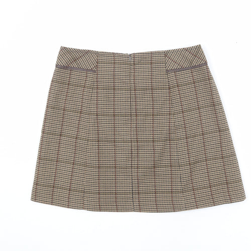NEXT Womens Multicoloured Plaid Polyester Pleated Skirt Size 12 Zip