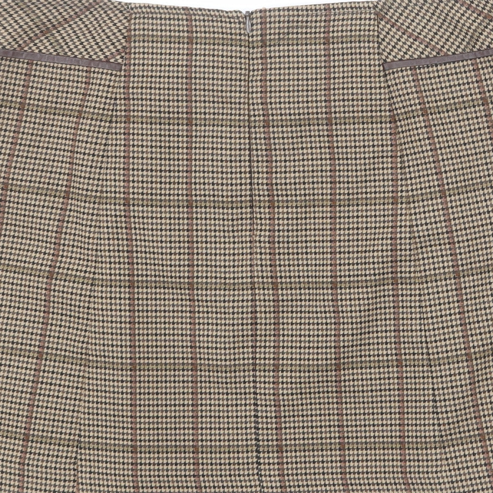 NEXT Womens Multicoloured Plaid Polyester Pleated Skirt Size 12 Zip
