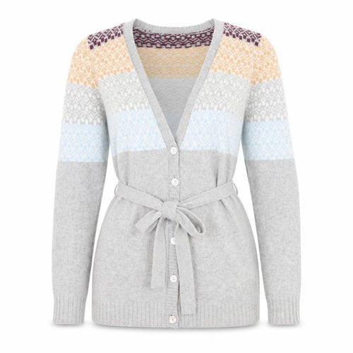 Fenn Wright Manson Womens Grey V-Neck Geometric Nylon Cardigan Jumper Size 10