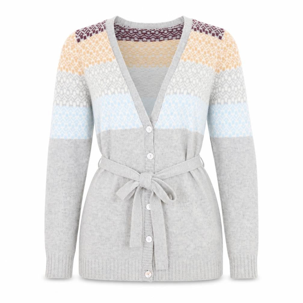 Fenn Wright Manson Womens Grey V-Neck Geometric Nylon Cardigan Jumper Size 10