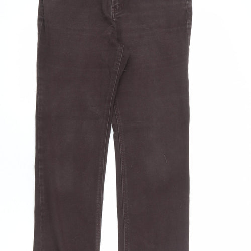 Per Una Womens Brown Cotton Straight Jeans Size 12 L30 in Regular Zip - Embellished Pockets