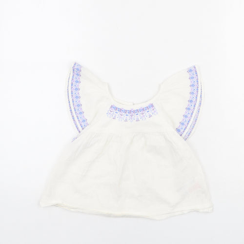 Gap Girls White 100% Cotton Basic Blouse Size 3 Years Round Neck Button