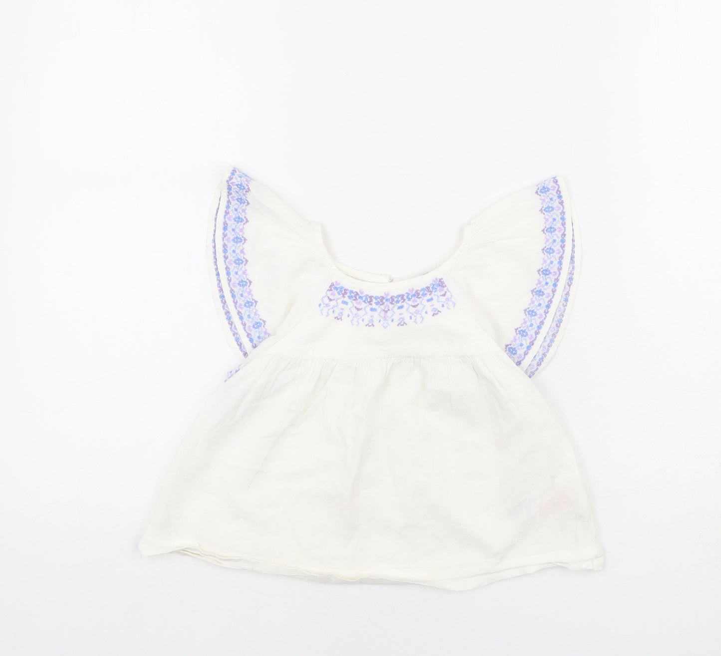 Gap Girls White 100% Cotton Basic Blouse Size 3 Years Round Neck Button
