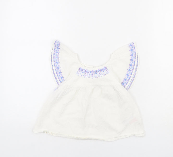Gap Girls White 100% Cotton Basic Blouse Size 3 Years Round Neck Button