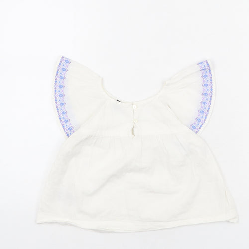 Gap Girls White 100% Cotton Basic Blouse Size 3 Years Round Neck Button