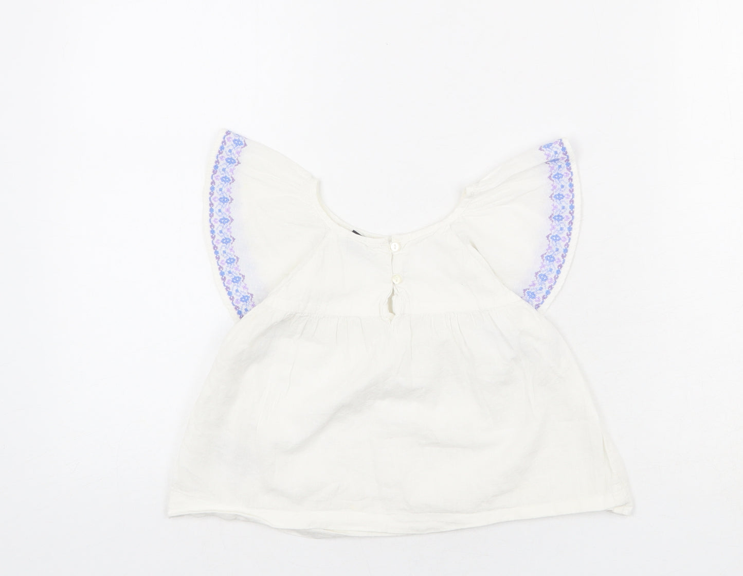 Gap Girls White 100% Cotton Basic Blouse Size 3 Years Round Neck Button