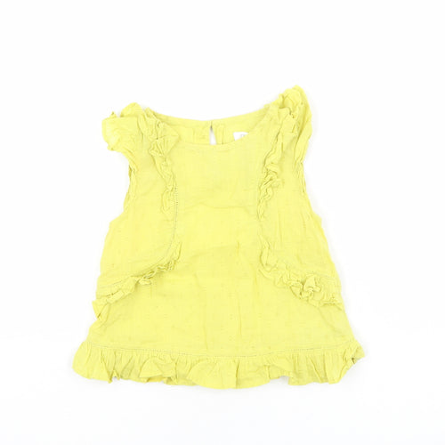 NEXT Girls Green 100% Cotton Basic Tank Size 4 Years Round Neck Button
