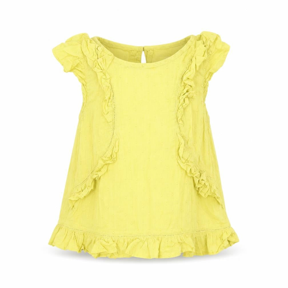 Front view of Next girls’ green 100% cotton basic tank, size 4, years round neck button