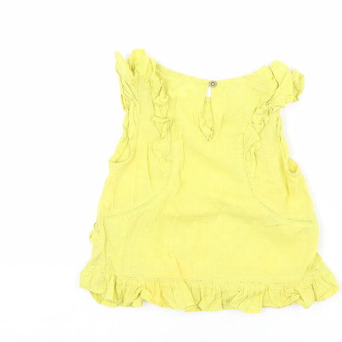 NEXT Girls Green 100% Cotton Basic Tank Size 4 Years Round Neck Button