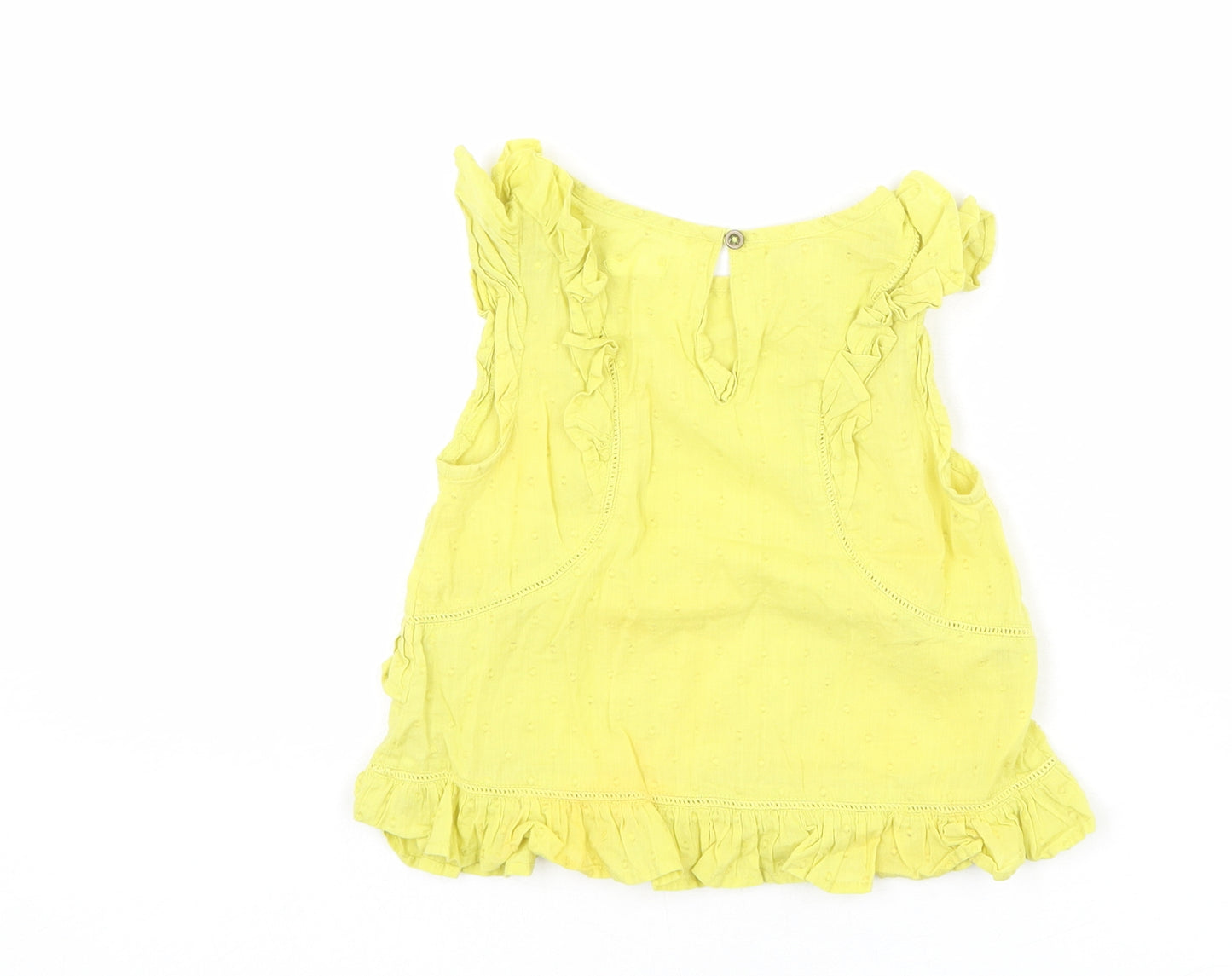 NEXT Girls Green 100% Cotton Basic Tank Size 4 Years Round Neck Button