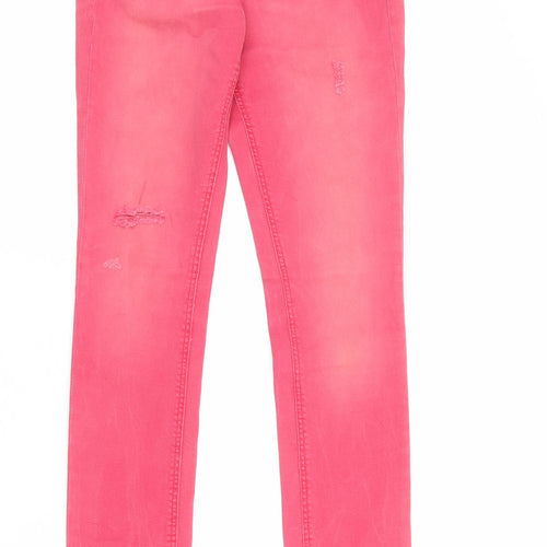 Divided by H&M Womens Pink Cotton Skinny Jeans Size 10 L32 in Regular Zip