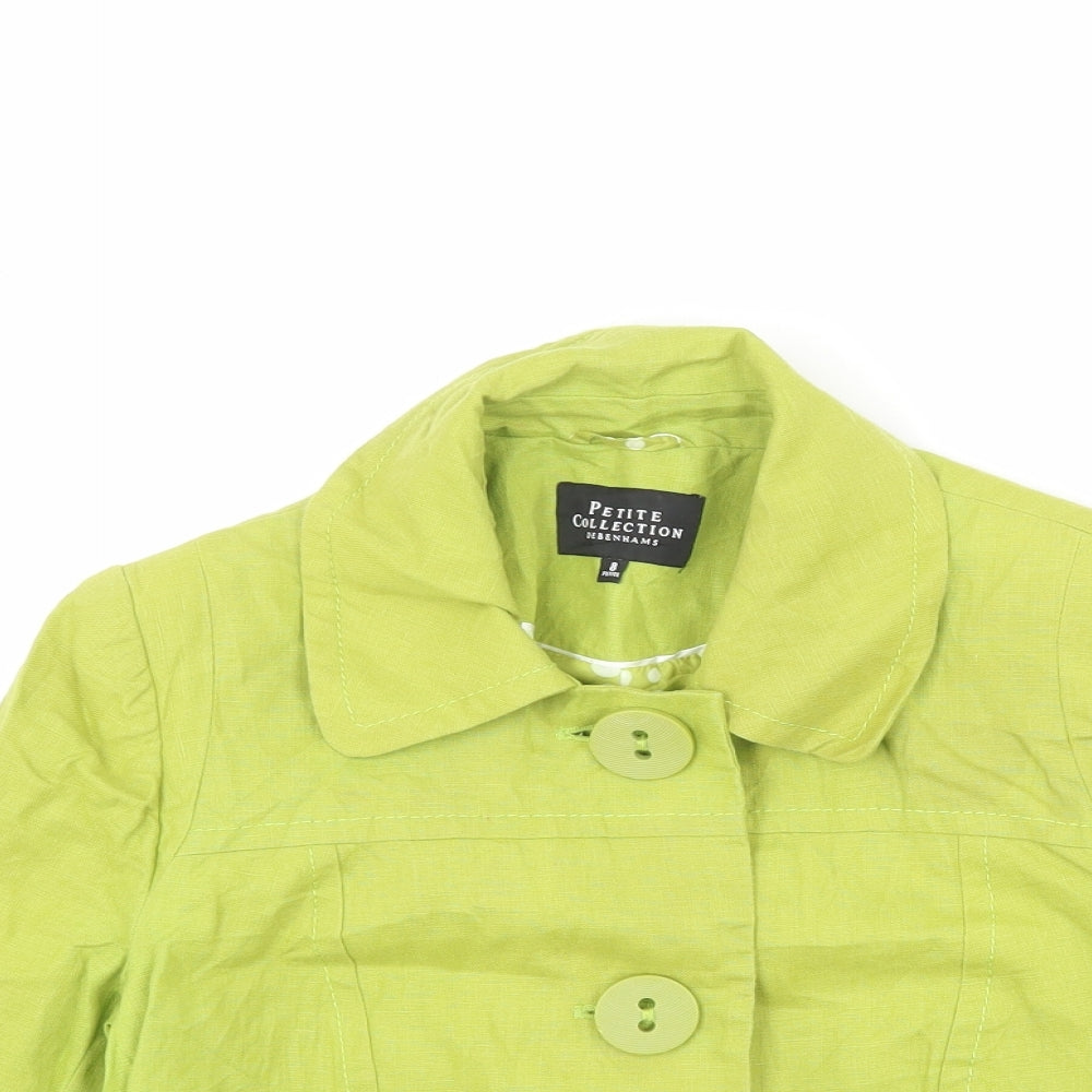 Debenhams Womens Green Jacket Blazer Size 8 Button