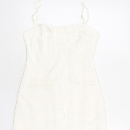 Zara Womens Ivory Polyester Mini Size M Round Neck Zip