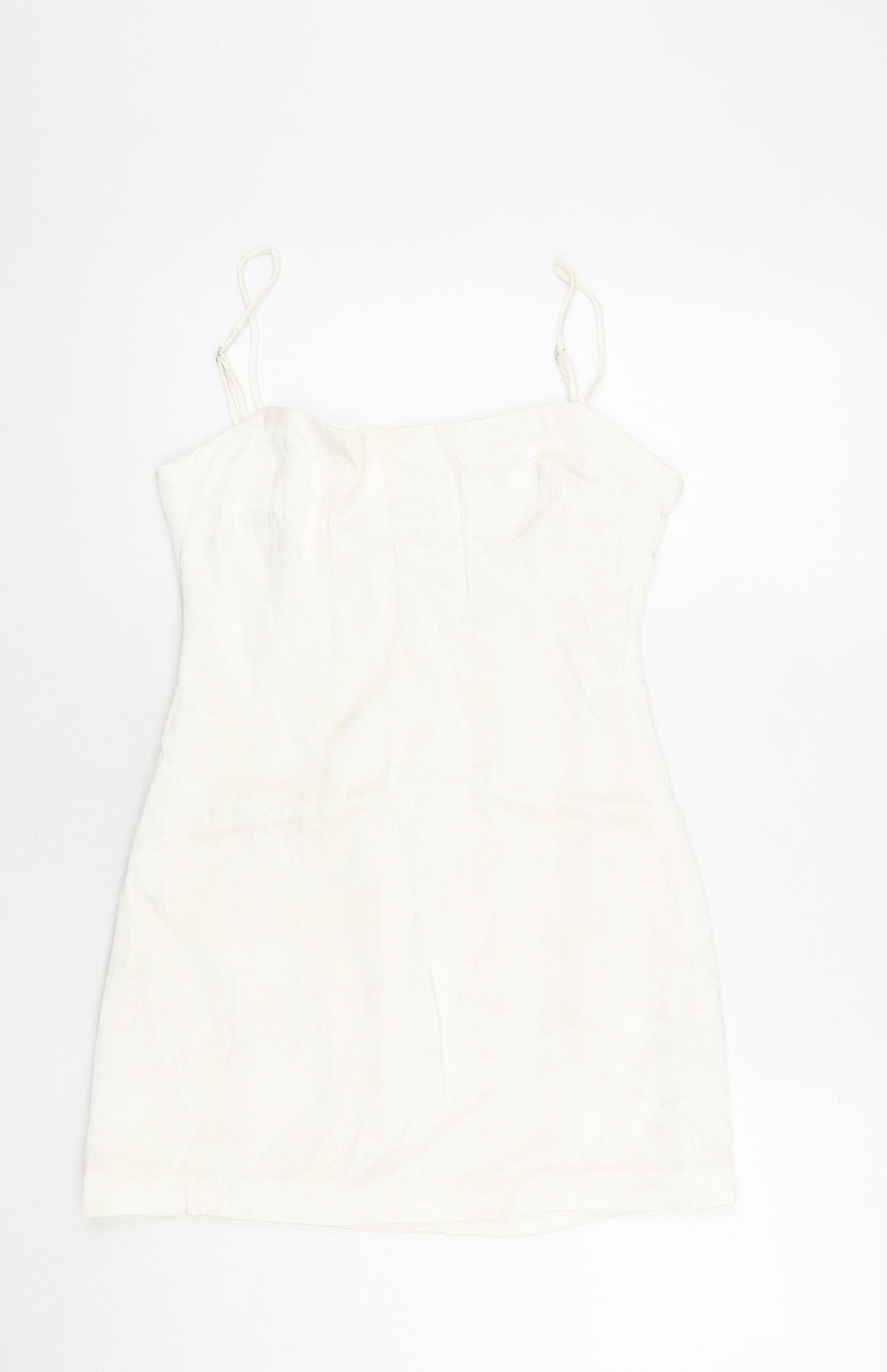Zara Womens Ivory Polyester Mini Size M Round Neck Zip