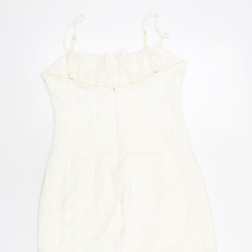 Zara Womens Ivory Polyester Mini Size M Round Neck Zip