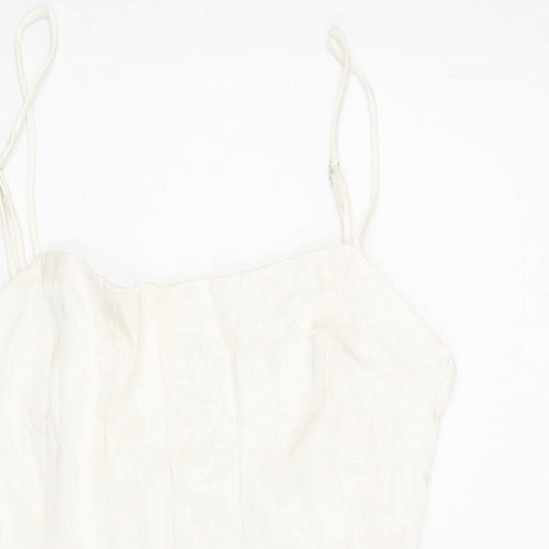 Zara Womens Ivory Polyester Mini Size M Round Neck Zip