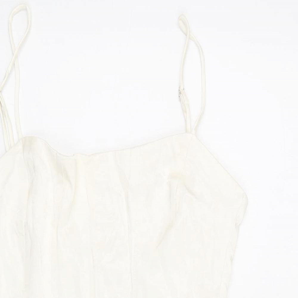 Zara Womens Ivory Polyester Mini Size M Round Neck Zip