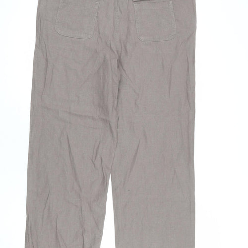Yours Womens Brown Linen Trousers Size 14 L30 in Regular Drawstring