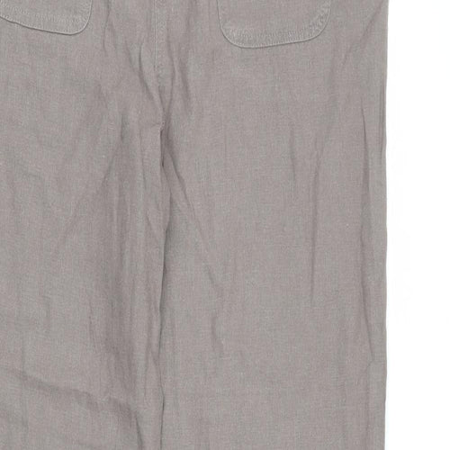 Yours Womens Brown Linen Trousers Size 14 L30 in Regular Drawstring