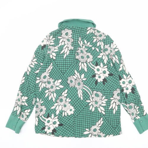 NEXT Womens Green Floral Viscose Camisole Button-Up Size 12 Collared