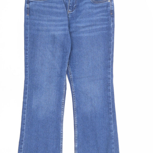 NEXT Womens Blue Cotton Bootcut Jeans Size 16 L28 in Regular Zip