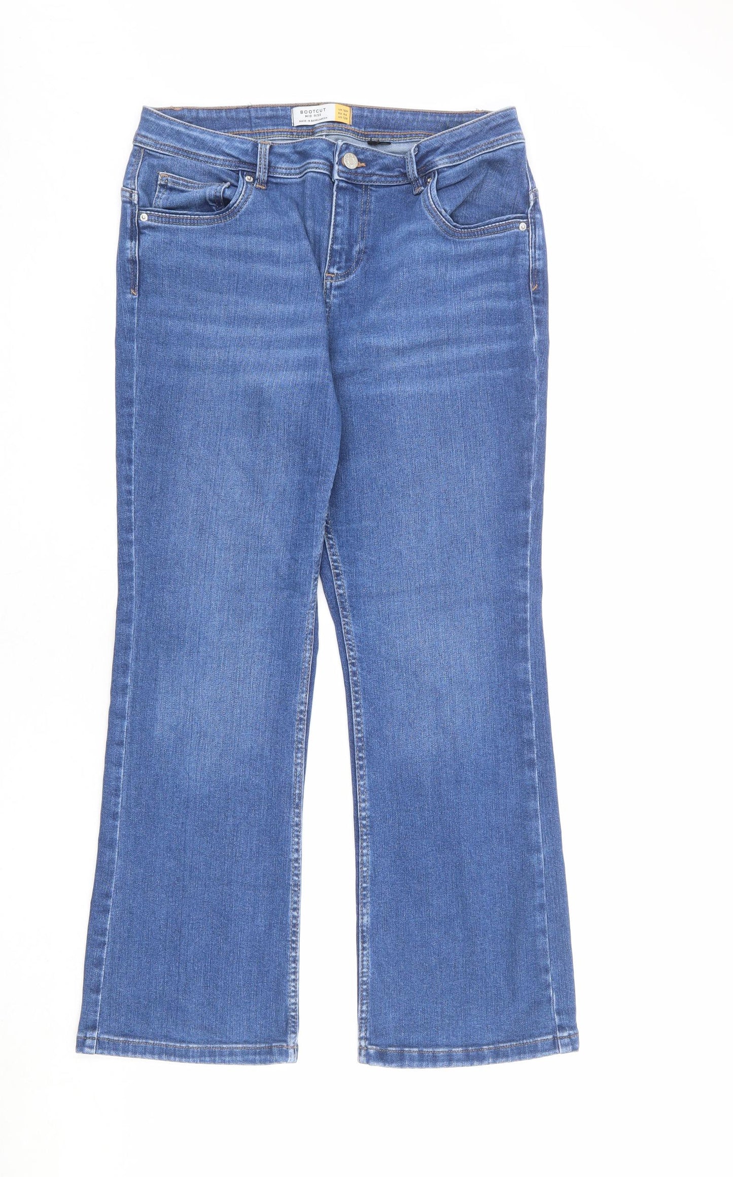 NEXT Womens Blue Cotton Bootcut Jeans Size 16 L28 in Regular Zip