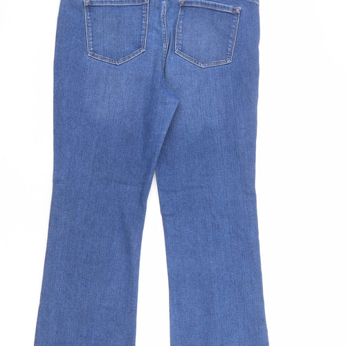 NEXT Womens Blue Cotton Bootcut Jeans Size 16 L28 in Regular Zip
