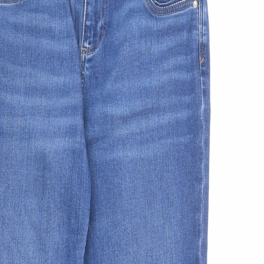 NEXT Womens Blue Cotton Bootcut Jeans Size 16 L28 in Regular Zip