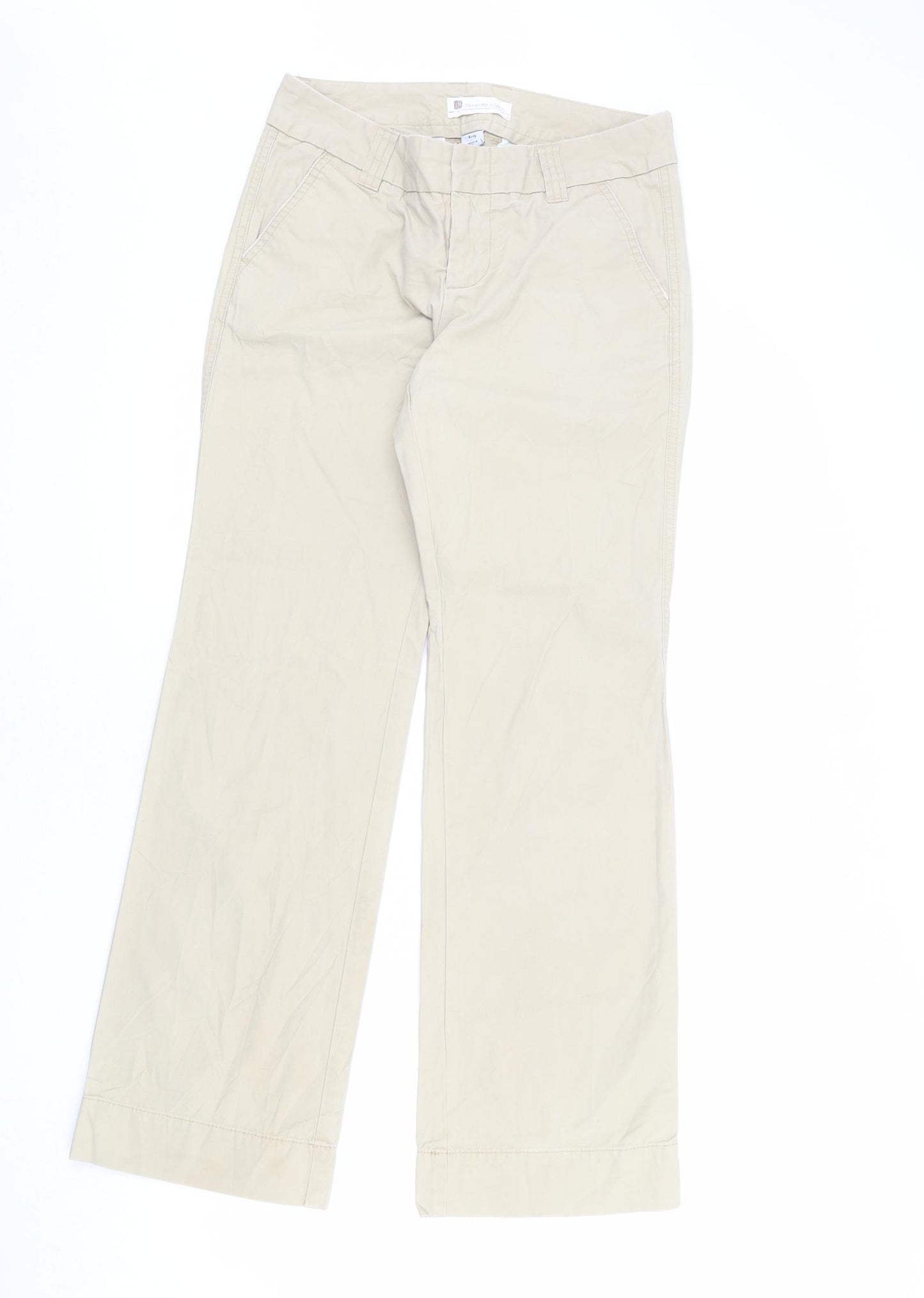 Gap Womens Beige Cotton Trousers Size 4 L31 in Regular Zip