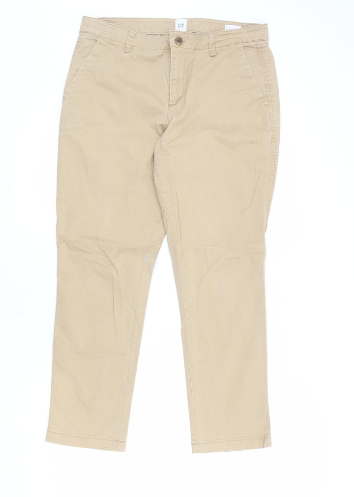 Gap Womens Beige Cotton Trousers Size 8 L27 in Regular Zip