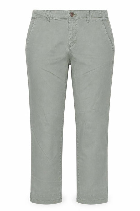 Front view of Gap women’s green cotton trousers, size UK 6, 28-inch leg regular zip