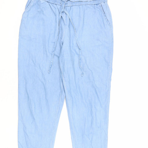 Falmer Heritage Womens Blue Cotton Trousers Size 14 L28 in Regular Drawstring