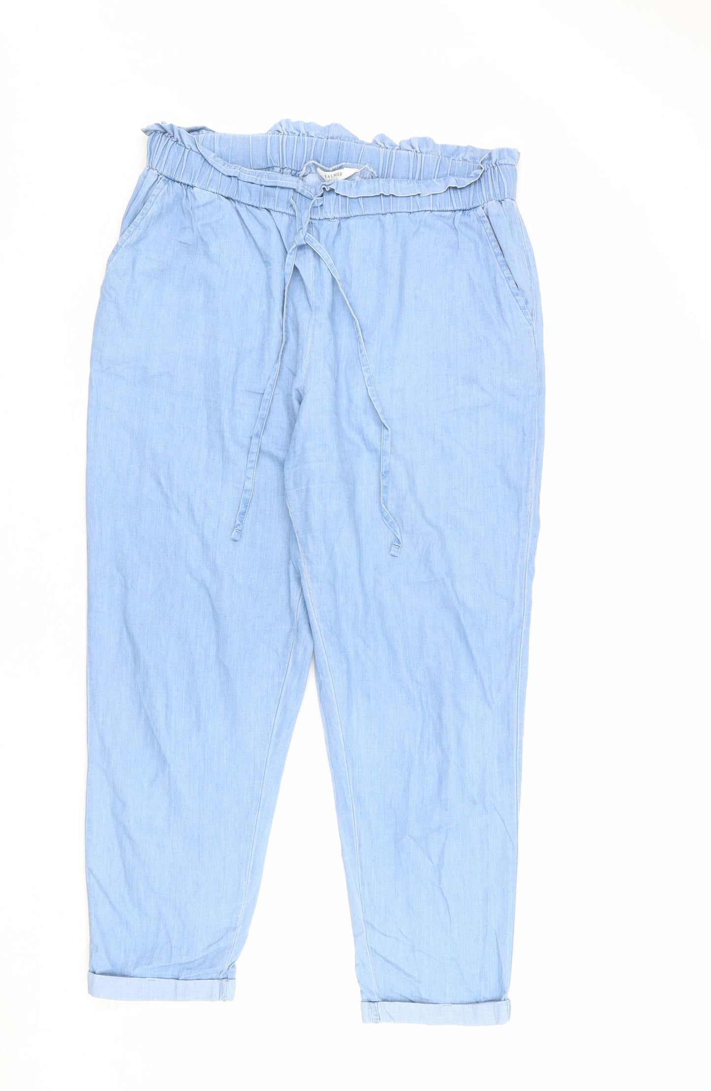 Falmer Heritage Womens Blue Cotton Trousers Size 14 L28 in Regular Drawstring